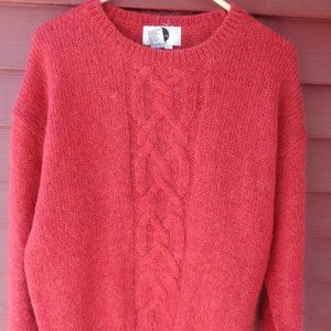 Vintage Red Mohair Cableknit Sweater - L